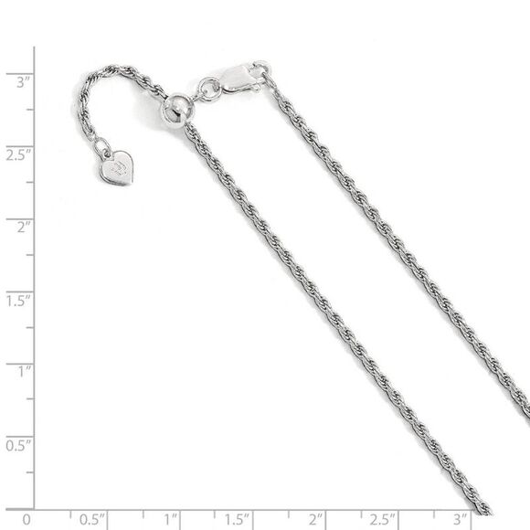 2.25mm Sterling Silver Adjustable Solid D/C Rope Chain Necklace, 30in - Picture 2 of 5